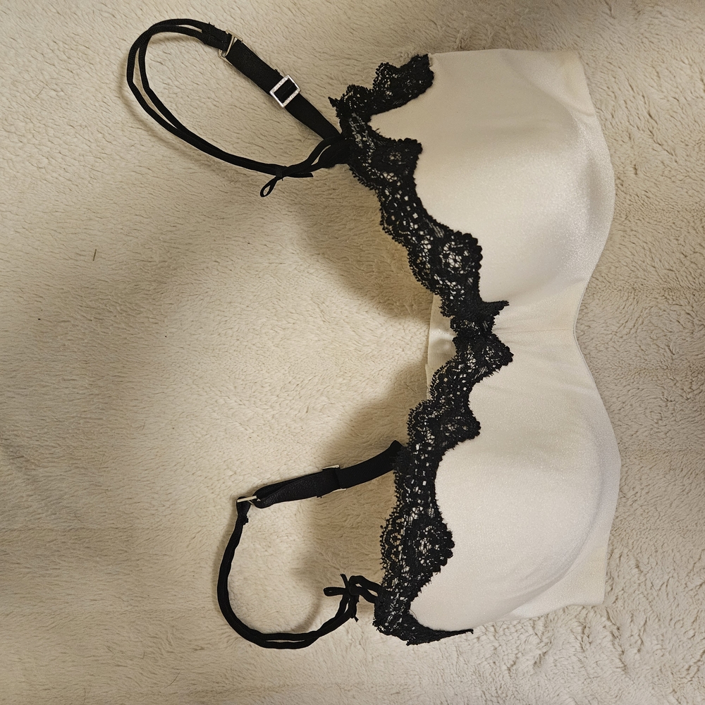 Elegant Black and White Lace Bra